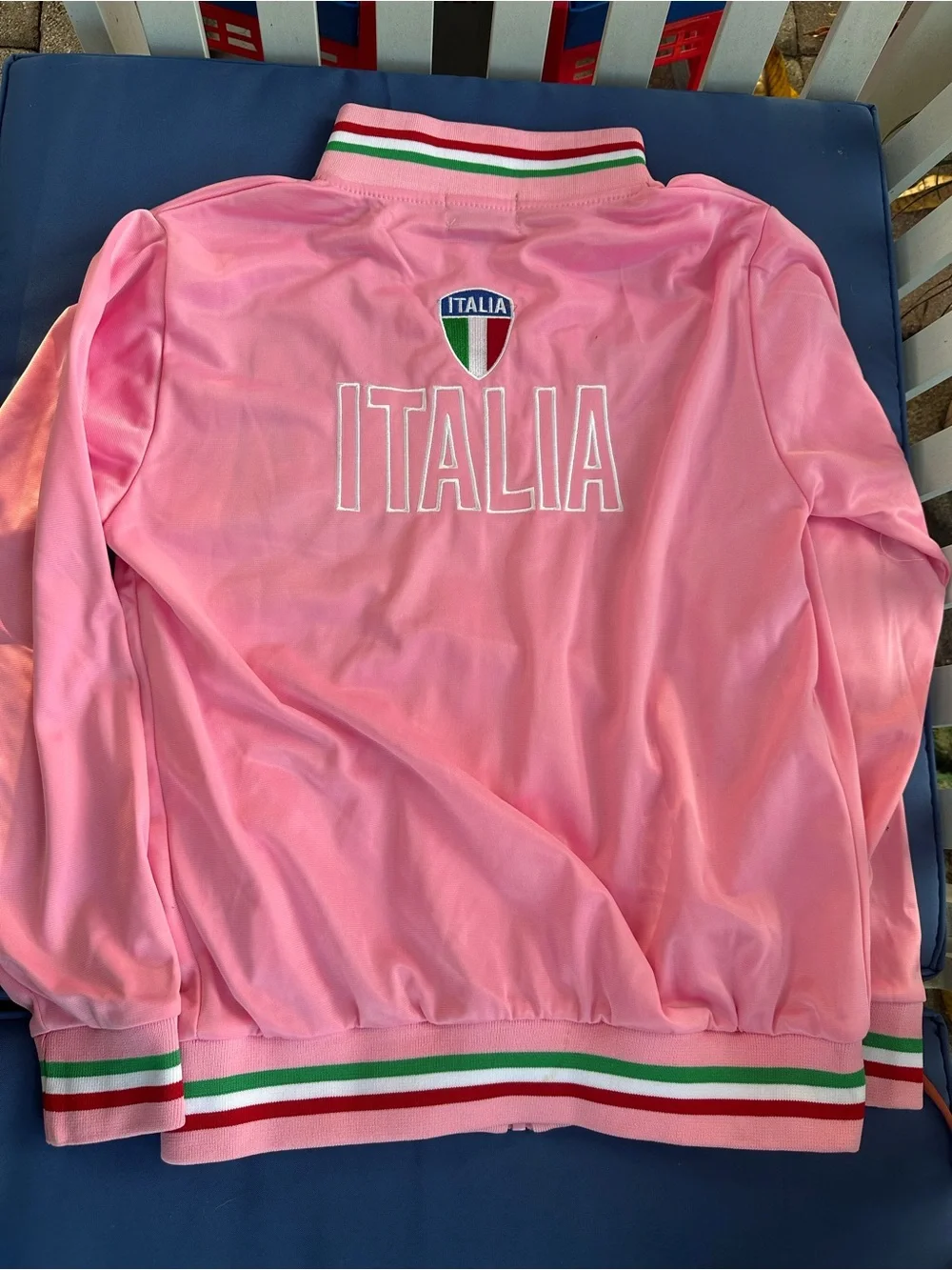 Violare Size M Italia Kids Pink Track Jacket with Flag Trim